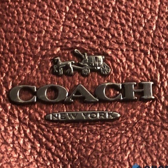 Coach Metallic Wine/Burgundy Leather Gun Metal Chain Baguette Bag Crossbody - Picture 10 of 12